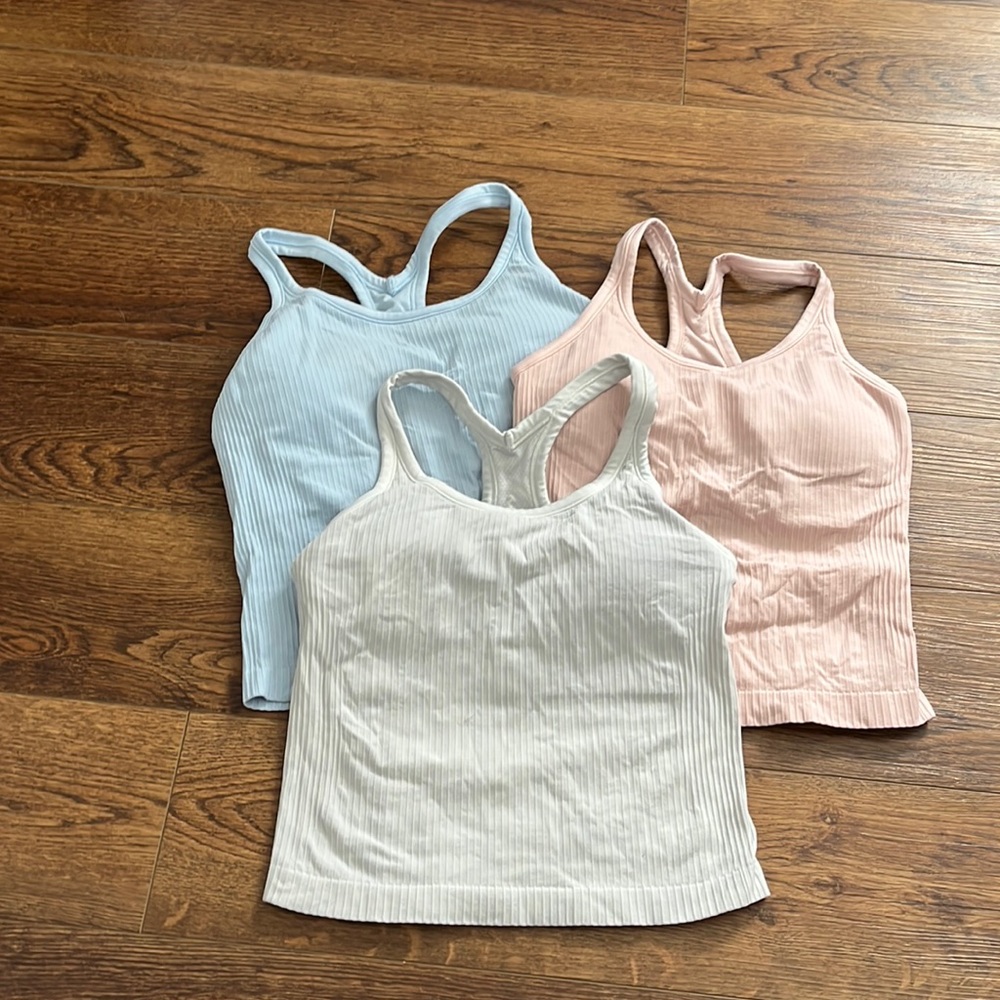 3 pack workout tank tops with built in sports bra
